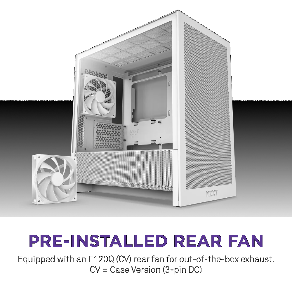 NZXT CC-H31FW-01 H3 Flow Micro-ATX High-Airflow PC Case - White