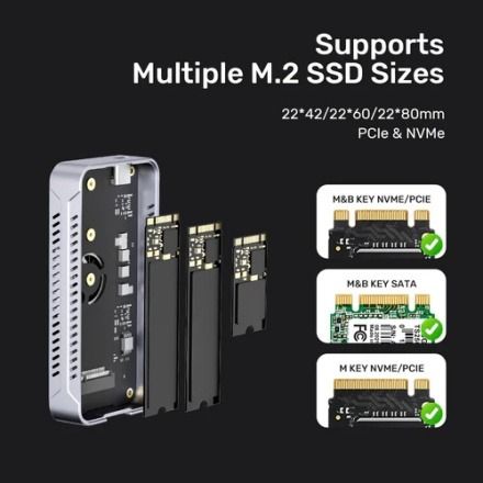 Unitek S1242AGY01 USB4 40Gbps to PCIe SSD Enclosure Space Grey