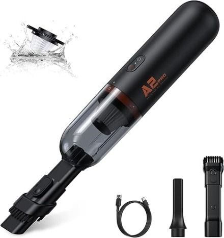 GHUSTAR 25000PA Handheld Vacuum Cordless Portable With LED Light, High Power Suction, Lightweight Rechargeable Hand Vacuum-707486