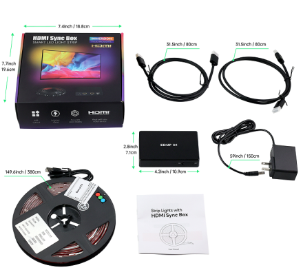EDUP Smart LED Light Strip with HDMI Sync Box 23W