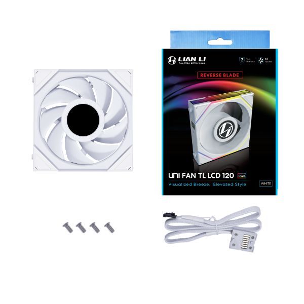 Lian Li 12RTLLCD1W UNI FAN TL LCD 120 Reverse Blade 120mm Fan 350 
