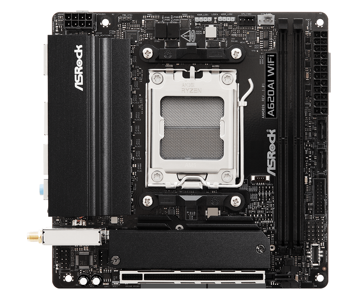 Carte Mère ASRock A620AI WiFi AM5 Mini-ITX - Support AMD Ryzen 7000/8000/9000 - DDR5, PCIe 4.0, WiFi 6E