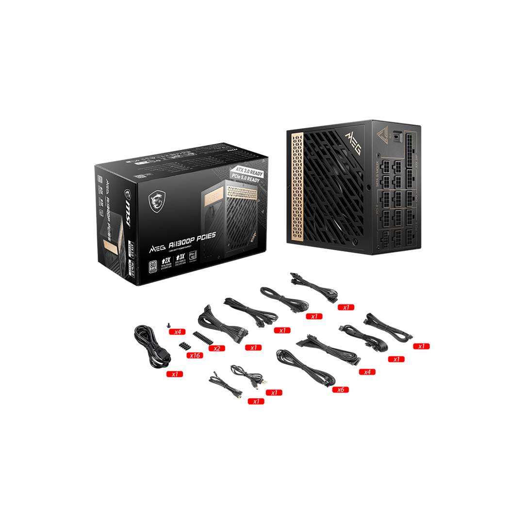 MSI MEG Ai1300P PCIE5 1300W ATX 3.0 Power Supply 80 PLUS Platinum