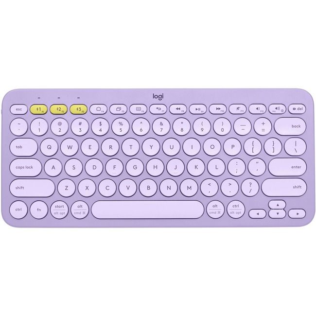 Logitech K380 Multi-Device Bluetooth Keyboard - Wireless Connectivity Bluetooth - 32.81 ft - Tablet Smartphone - PC Mac - AAA Battery Size Supported - Purple Lavender