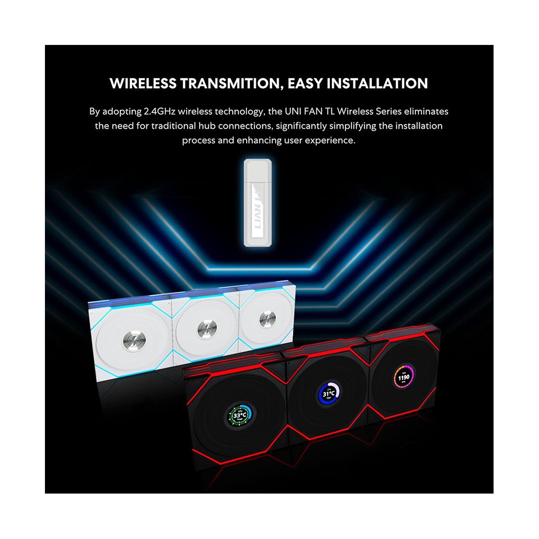 Lian Li 12RTLLCD1W1B UNI Fan TL LCD 120 Wireless Reverse Blade