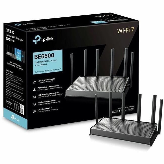 TP-Link Archer BE6500 Dual-Band Wi-Fi 7 Router 2x 2.5G Ports USB