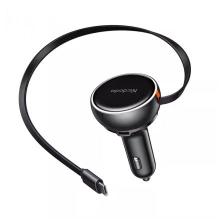 Mcdodo CC-4850 FreeGo 80W Car Charger Built-in Retractable Cable Black
