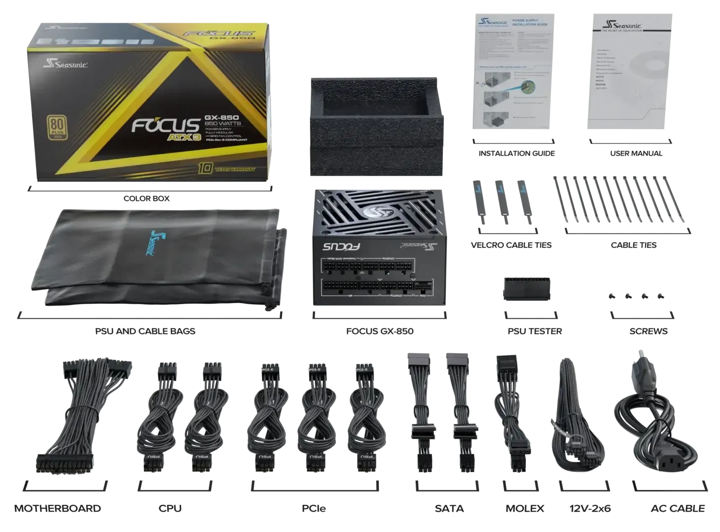 Seasonic SRP-FGX851-A5A32SF 850W Focus GX-850 Power Supply 80+