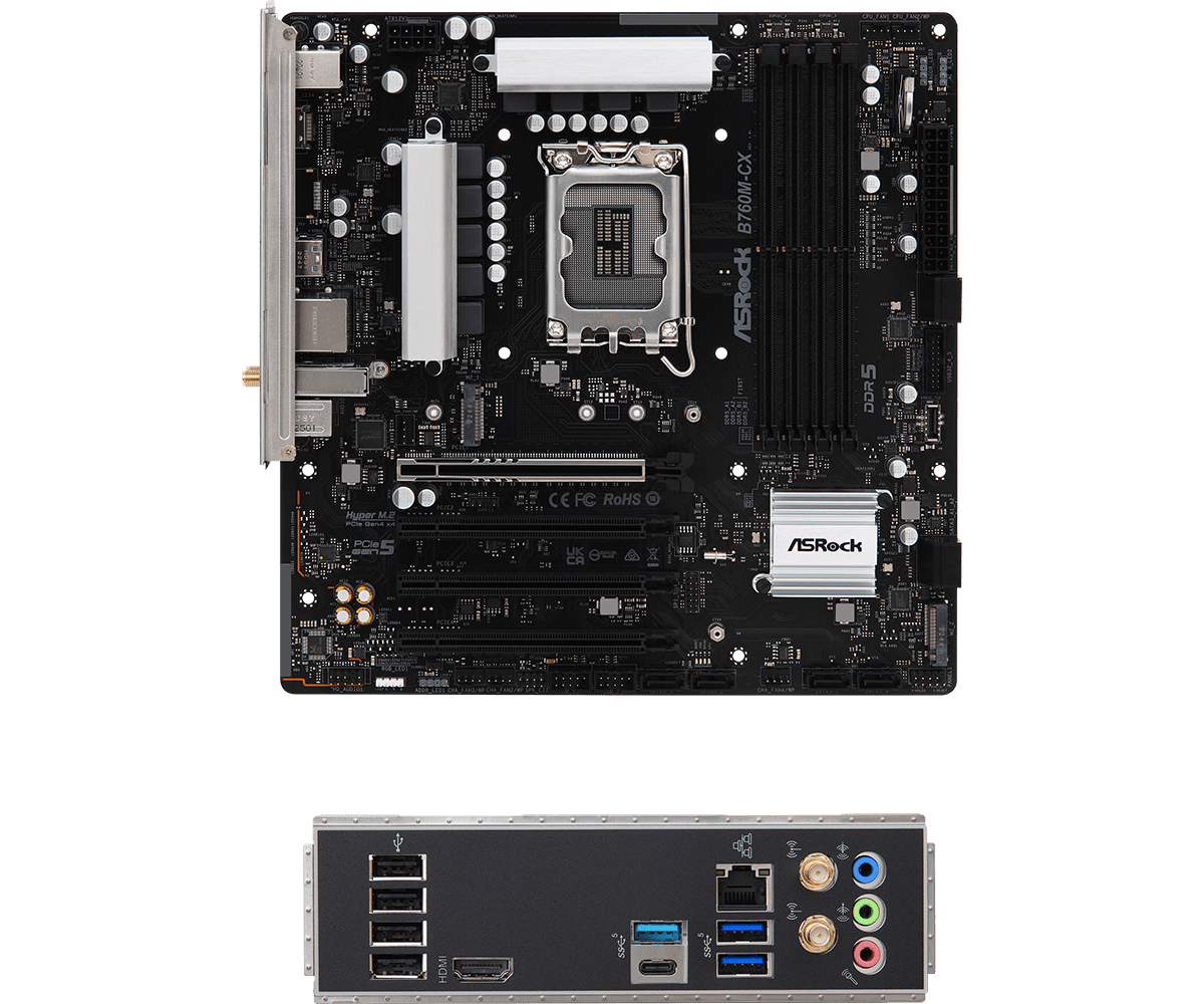 ASRock B760M-CX Micro ATX MotherboardIntel LGA1700 Supports 12/13