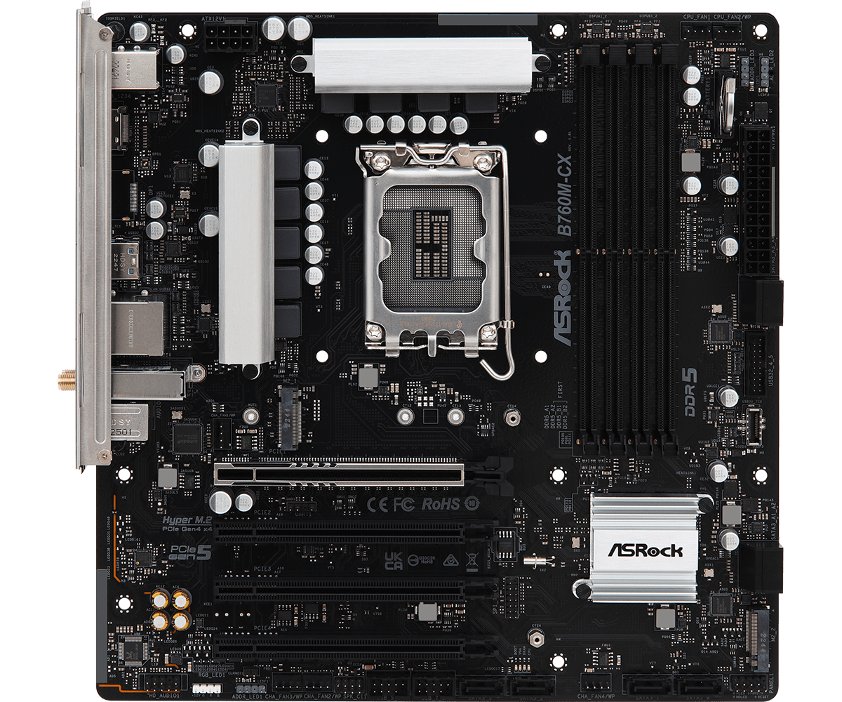 ASRock B760M-CX Micro ATX MotherboardIntel LGA1700 Supports 12/13