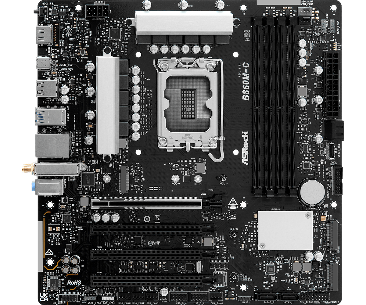ASRock B860M-C M-ATX MotherboardSupports Intel Core Ultra CPUs