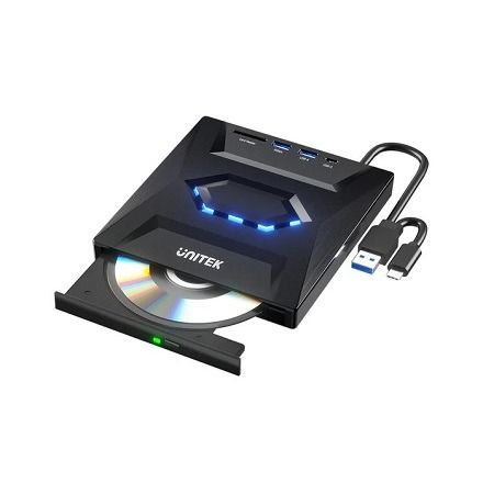 Unitek T1037A01 5-in-1 External Optical Drive with USB Hub (USB-A