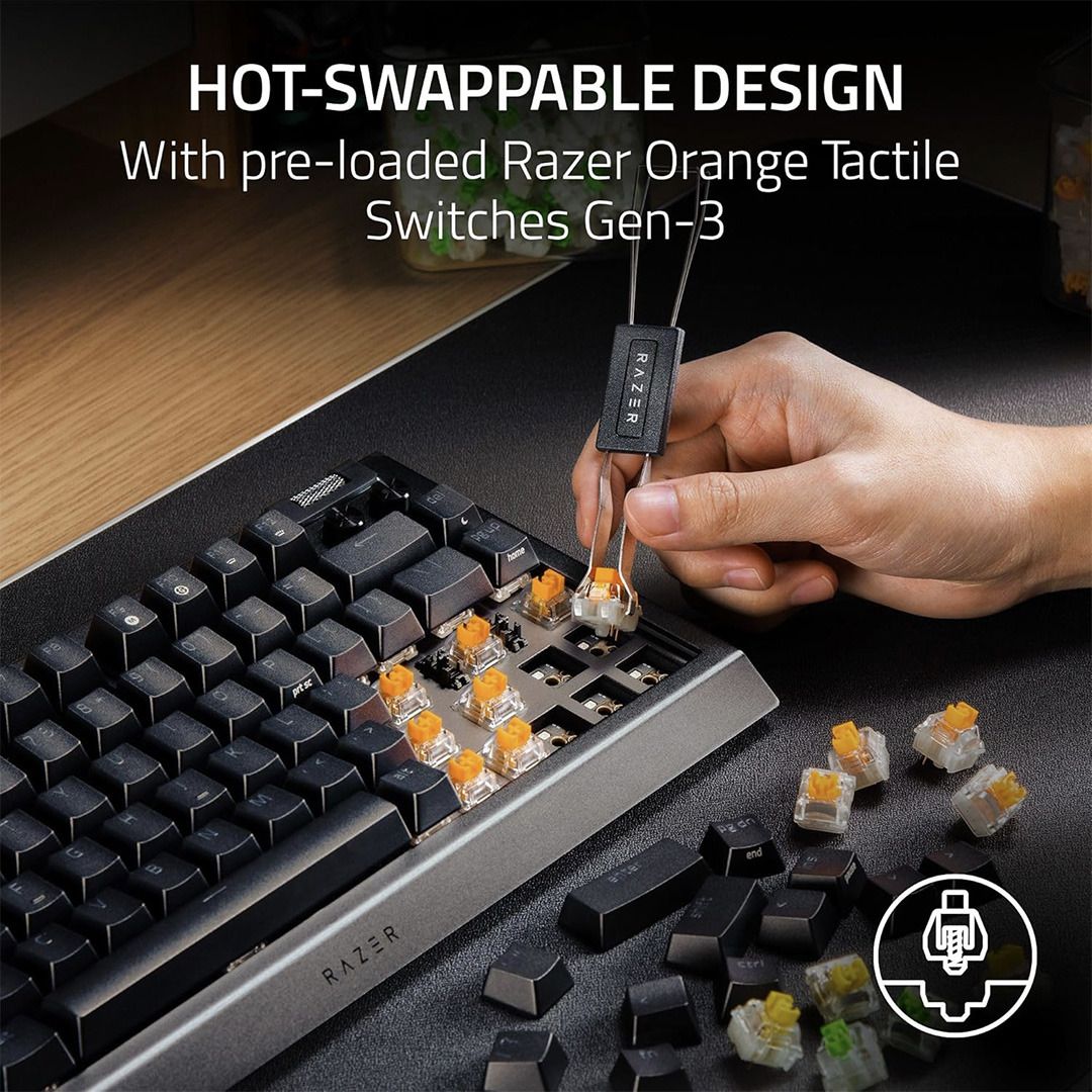 Razer RZ03-05000200-R3U1 BlackWidow V4 75% WiredOrange Switch