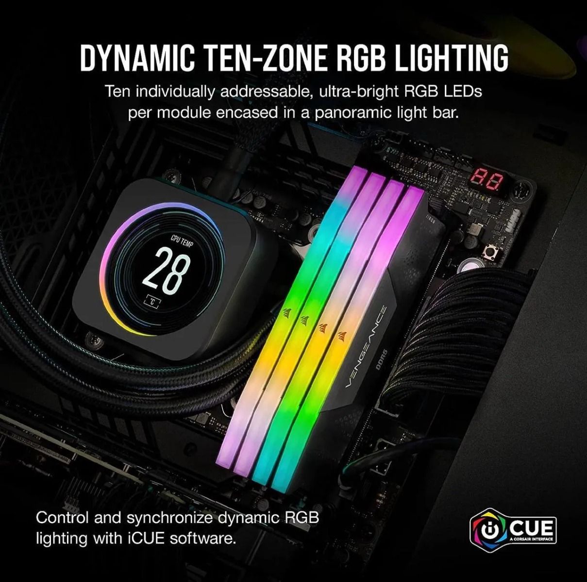 Corsair CMH128GX5M2D6000C40 VENGEANCE RGB 128GB (64GBx2) DDR5 6000