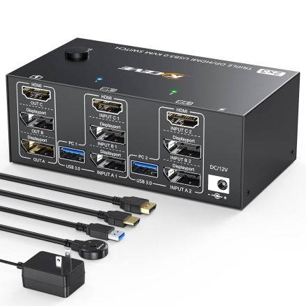HDMI + 2 Displayport 3 モニタ KVM スイッチ Amazon.com: SUIDEK HDMI Displayport KVM Switch 2 Computers 2