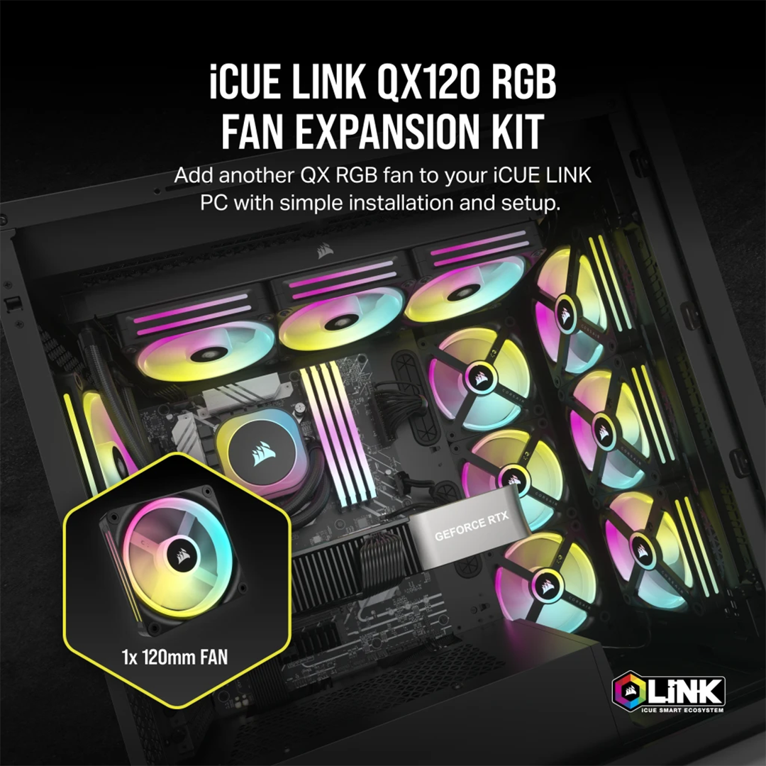 CORSAIR QX120 RGB ファン 3基セット Corsair CO-9051001-WW QX120 RGB Single iCUE LINK120mm PWM PC Fan