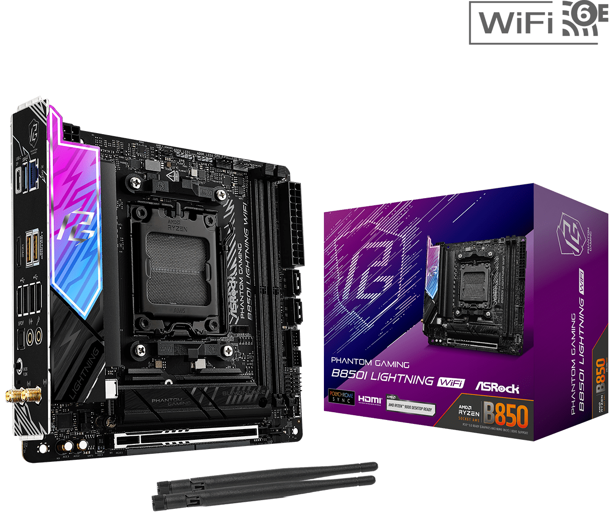ASRock B850I Lightning WiFi mITX MotherboardAMD AM5 Ryzen 9000