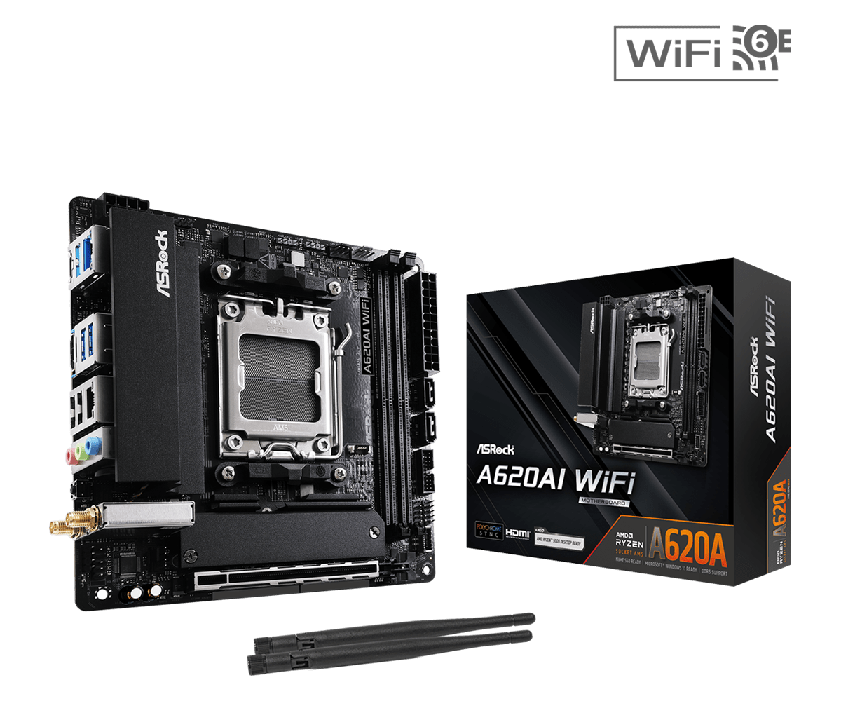 ASRock A620AI WIFI Mini-ITX Motherboard AMD socket AM5Supported 2x