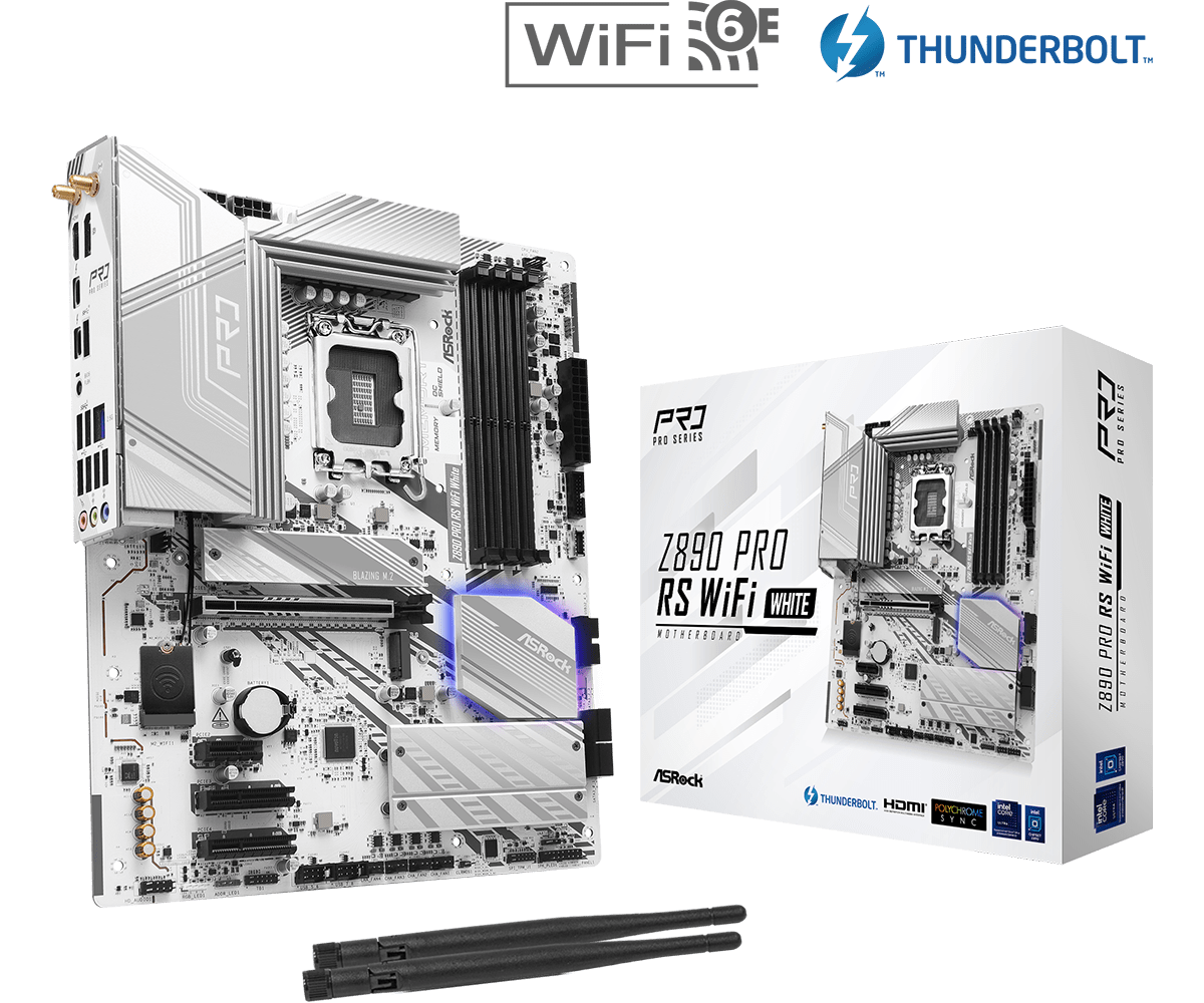 is ページ ASRock Z890 Pro RS WiFi White ATX Motherboard Intel Z890 Chipset