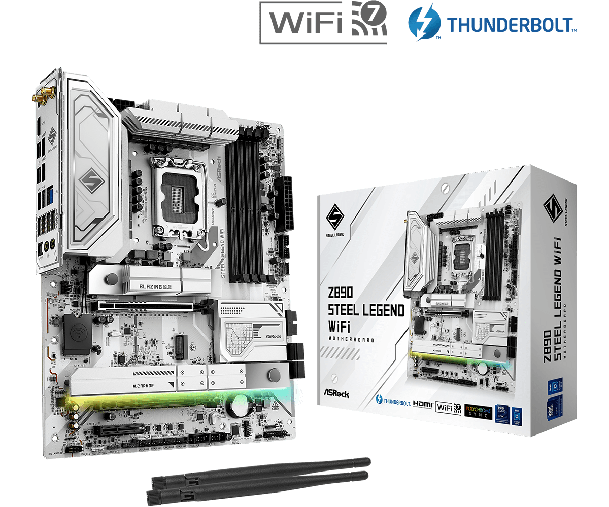 ジェンムーブ エネルギー アーシングマット ダブルサイズ コントローラー プラグ ASRock Z890 Steel Legend WiFi ATX Motherboard Intel Z890 Chipset