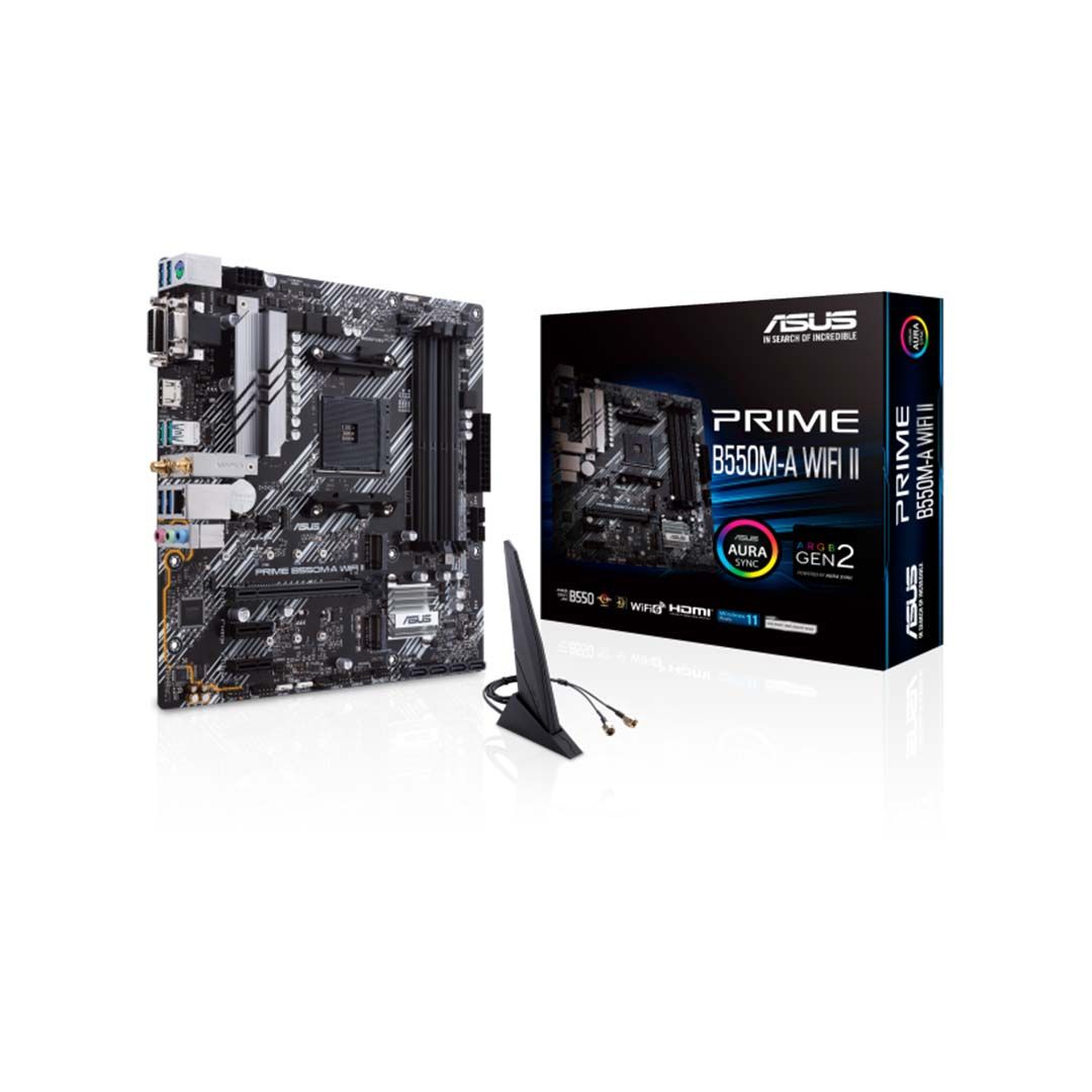 マザーボード ASUS PRIME B550M-A WIFI II AMD Ryzen ASUS PRIME B550M-A WIFI II m-ATX Motherboard B550 Chipset AMD AM4