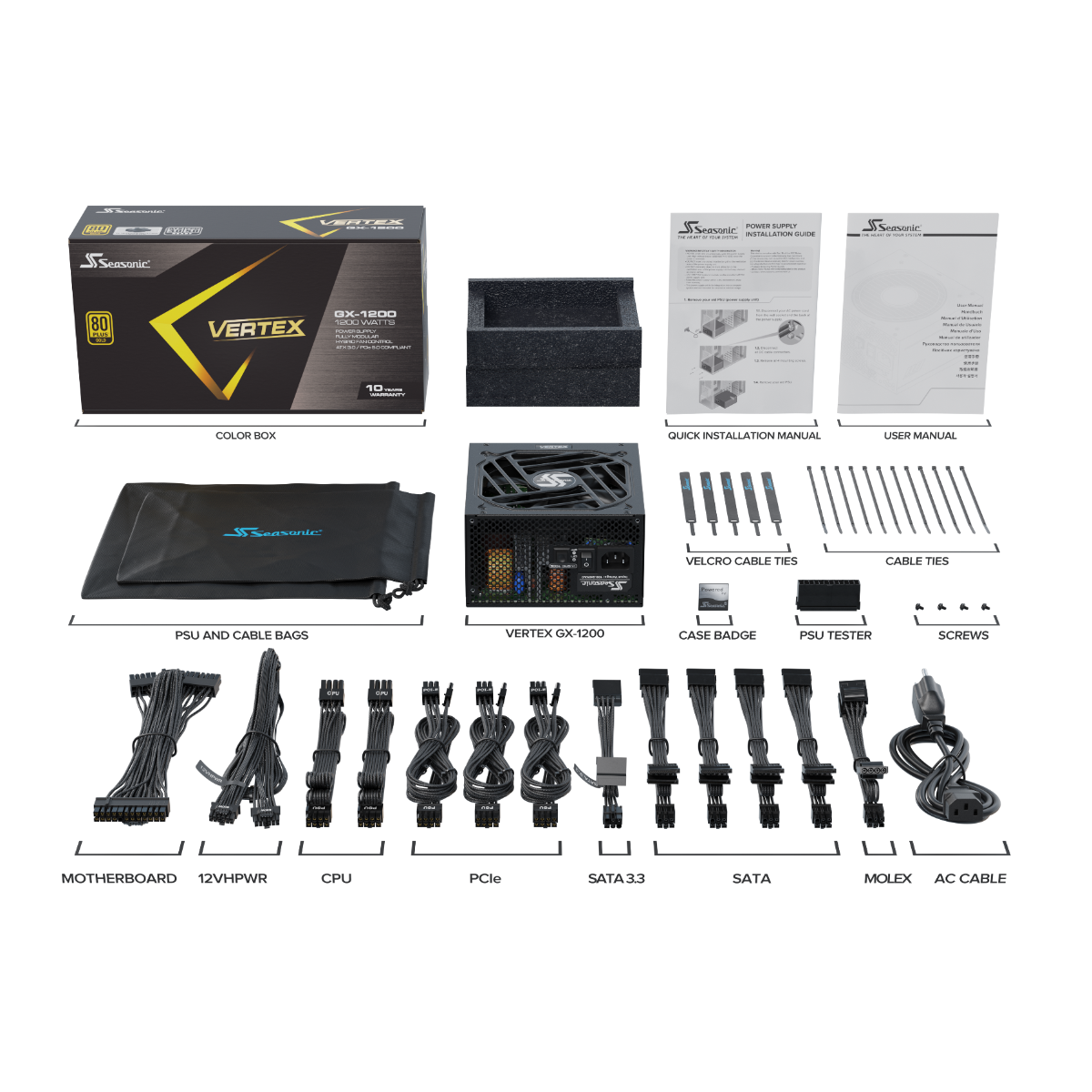 Seasonic VERTEX GX-1200 ATX 3.0 1200W Power Supply 80 PLUS Gold
