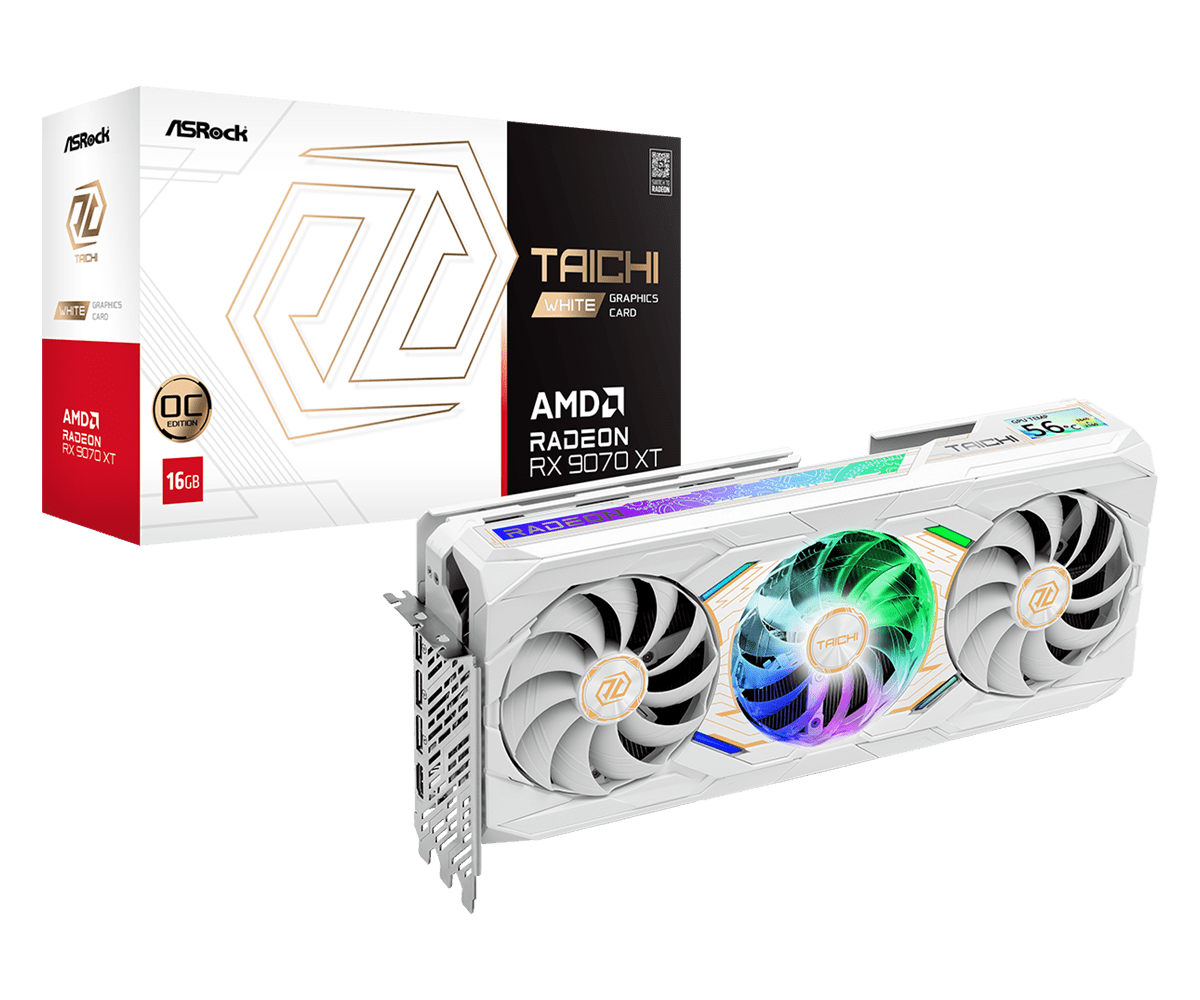 ASRock 9070XT TCW AMD Radeon RX 9070 XT TAICHI White 16GB Graphics