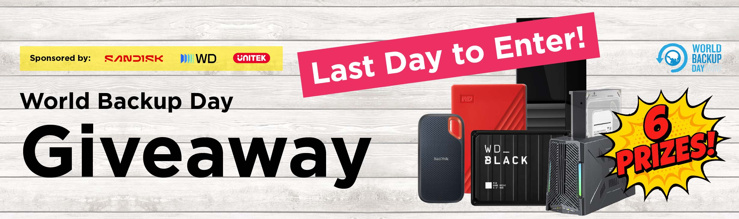 Last Day to Enter World Backup Day Central Computers Sandisk Western Digital Unitek