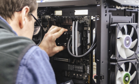 technician working on a computer