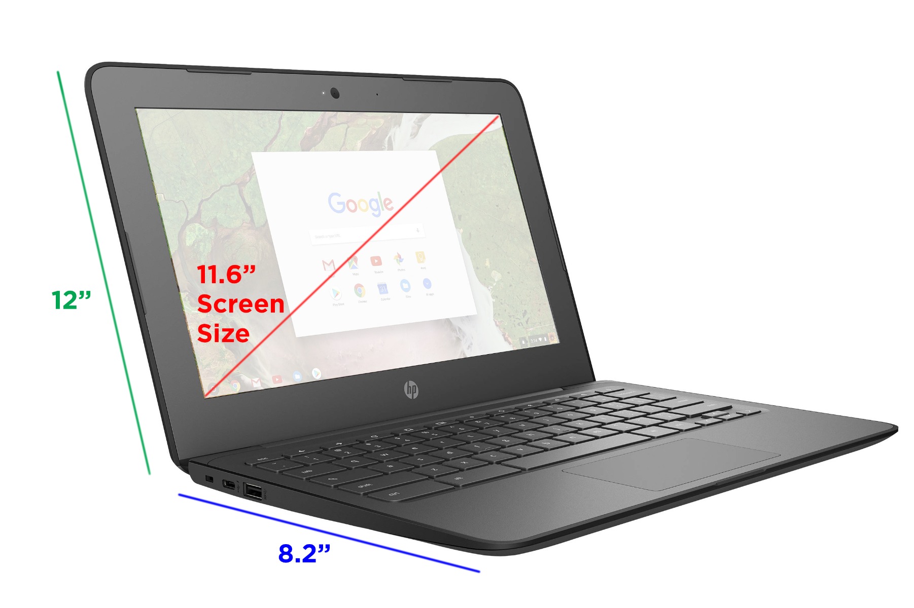 HP G6 Chromebook with Dimensions
