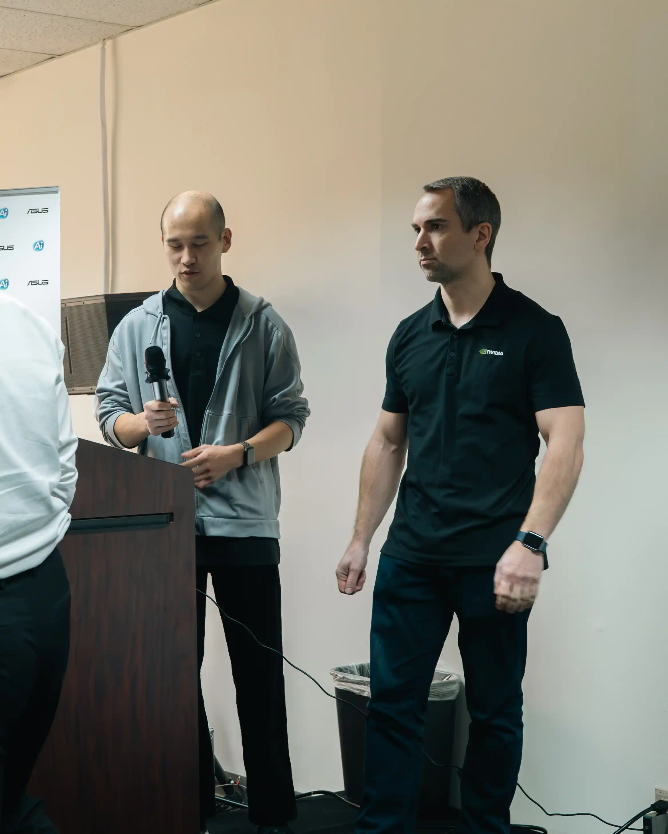 Jimmy from ASUS and Micah from NVIDIA presenting at the event