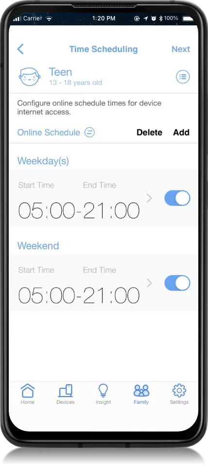 phone screen displays user interface of flexible time scheduling